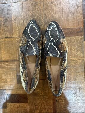Madewell Snake-Print Slip-On Loafers in Brown and Black